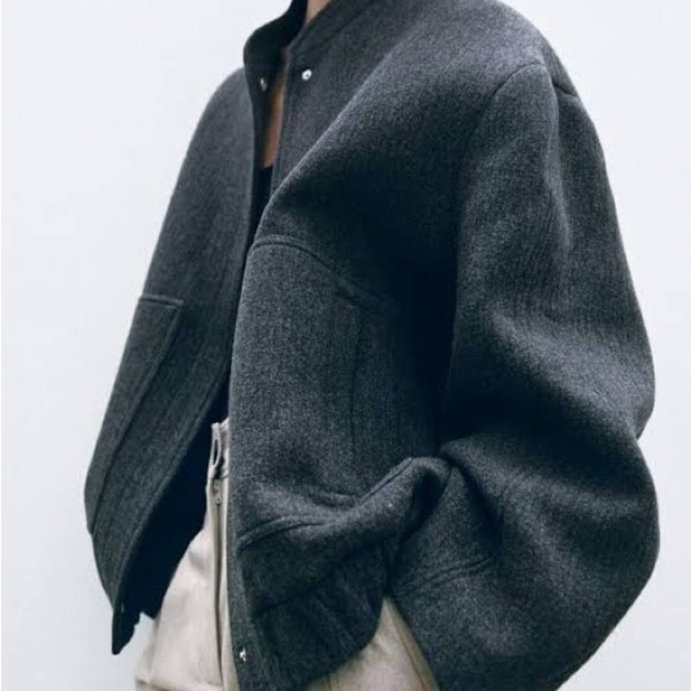 Zara Gray Bomber Jacket